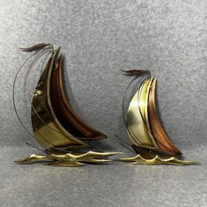 Vintage Mid Century Sailboats Metal‎ Wall Art Copper Brass MCM Modern Nautical